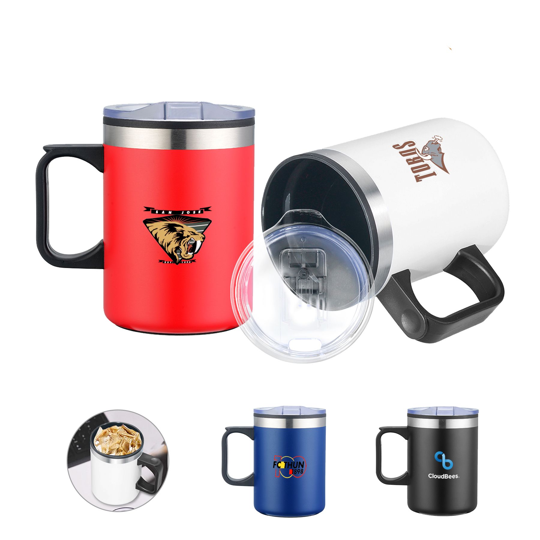 The Trooper 14oz. Double Wall Camping Mug With Handle - 2.5" W x 2" H